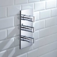 3 Round Handle Shower Control, Rectangle Back Plate