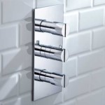 3 Round Handle Shower Control, Rectangle Back Plate