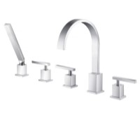 5 Piece Square Tub Faucet with Hand Shower