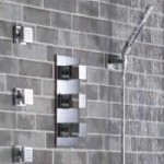 Square Shower Set, Rain Head and Hand Shower on Hook