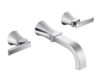 Curving Spout, Wall Mount, 2 Handle Tub Filler