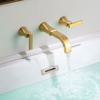 Satin Brass Wall Mount Tub Filler, 3 Piece