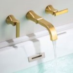 Satin Brass Wall Mount Tub Filler, 3 Piece