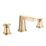 Widespread Sink Faucet, Cross Handles, Brushed Bronze