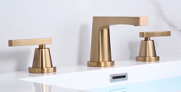 Widespread Sink Faucet with Lever Handles, in Brushed Bronze