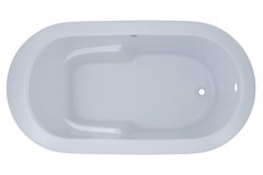 Oval Bathtub with Flat Rim, Armrests, End Drain