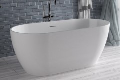 Oval Freestanding Bath, Thin Flat Rim & Curving Sides