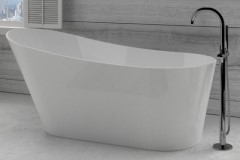 Oval Slipper Freestanding Tub with Thin Rim, Raised Backrest