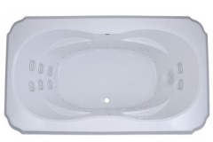 Rectangle Bathtub with Sculpted Rim, Oval Interior, 2 Sets of Armrests, Center Side Drain