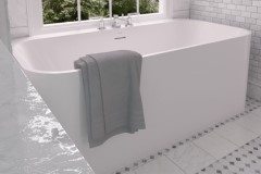 Rectangle Freestanding Tub with Rounded Corners, Faucet Deck