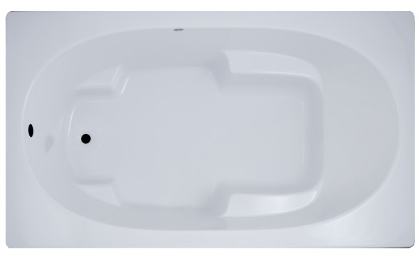 Cancun Rectangle Bathtub with Oval Interior, Arm & Foot Rests, End Drain