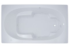 Rectangle Bathtub with Oval Interior, Arm & Foot Rests, End Drain