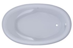 Oval Bathtub with Rolled Rim, Armrests, End Drain