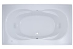 Rectangle Bathtub with Oval Interior, 2 Sets of Armrests, Center Side Drain