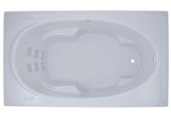 Rectangle Whirlpool with Oval Interior, Arm & Foot Rests, End Drain