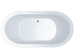 Oval Bath, Center Side Drain and Modern Flat Rim