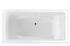 Rectangle Bath with Center-Side Drain, Armrests, Flat Rim