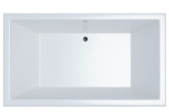 Modern Rectangle Bath with Center Side Drain, Flat Rim