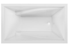 Landon Rectangle Bathtub with Modern Rim, End Drain, Angled Armrests