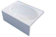 Alcove Bath with Tile Flange & Smooth Skirt, Oval Bathing Area