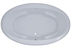 Oval Bathtub with Wide Flat Rim, Armrests, Center Side Drain