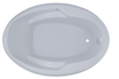 Oval Bathtub with Raised Backrest, Armrests, End Drain