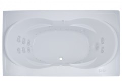 Rectangle Bathtub, Oval Interior, Raised Backrests, 2 Sets of Armrests, Center Side Drain