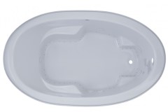 Oval Bathtub with Raised Backrest, Arm & Foot Rests, End Drain