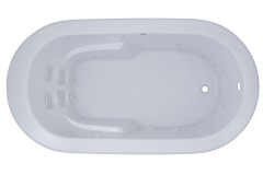 Oval Bathtub with Flat Rim, Armrests, End Drain, Whirlpool & Air Jets