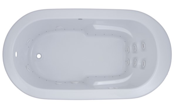 Oval Whirlpool & Air with Flat Rim, Armrests, End Drain