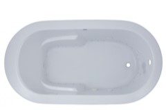 Oval Bathtub with Flat Rim, Armrests, End Drain