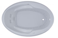 Oval Whirlpool with Raised Backrest, Armrests, End Drain