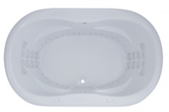 Wide Oval Bathtub, Flat Rim, Armrests, Center Side Drain