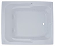 Wide Rectangle Bathtub with Armrests, End Drain