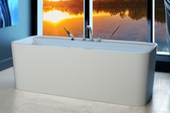 Rectangle Freestanding Bath, Faucet Deck, Rounded Corners