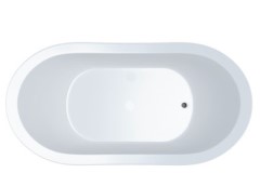 Oval Bath with End Drain and Wide, Flat Rim