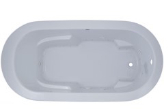 Oval Bathtub with Flat Rim, Arm & Foot Rests, End Drain