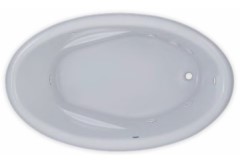 Oval  End Drain Bathtub, Raised Backrest, Armrests