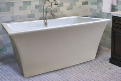 Rectangle Freestanding Tub, Curving Sides, Center Side Drain