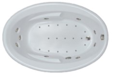 Oval Jetted Bathtub, End Drain, Armrests