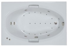 Rectangle Bathtub, Jetted, Oval Interior, Grab Bars, End Drain