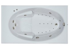 Rectangle Jetted Tub, Oval Interior, Armrests, End Drain