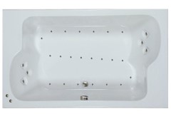 Rectangle Tub, 2 Bathing Areas, Center Side Drain, Jets