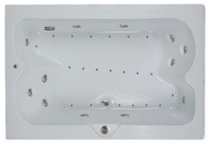 Rectangle Tub, 2 Bathing Areas, Center Side Drain, Jets