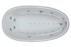 Oval Egg Shaped Tub with Jets, End Drain