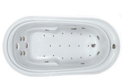 Oval Bathtub with Jets, Wide Rim, Armrests, End Drain