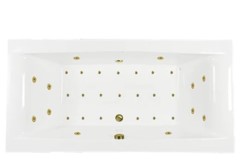 Rectangle Bathtub with Center Side Drain, Jets, Wide Rim