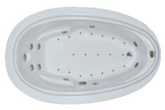 Oval Tub with Jets, Rolled Rim, Armrests, End Drain