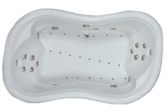 Oval Figure 8 Tub, 2 Bathing Areas, Jets, Center Side Drain