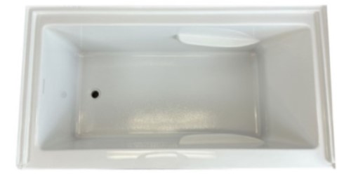 End Drain Bath with Armrests, 2 Stage Tile Flange and Lumbar Support